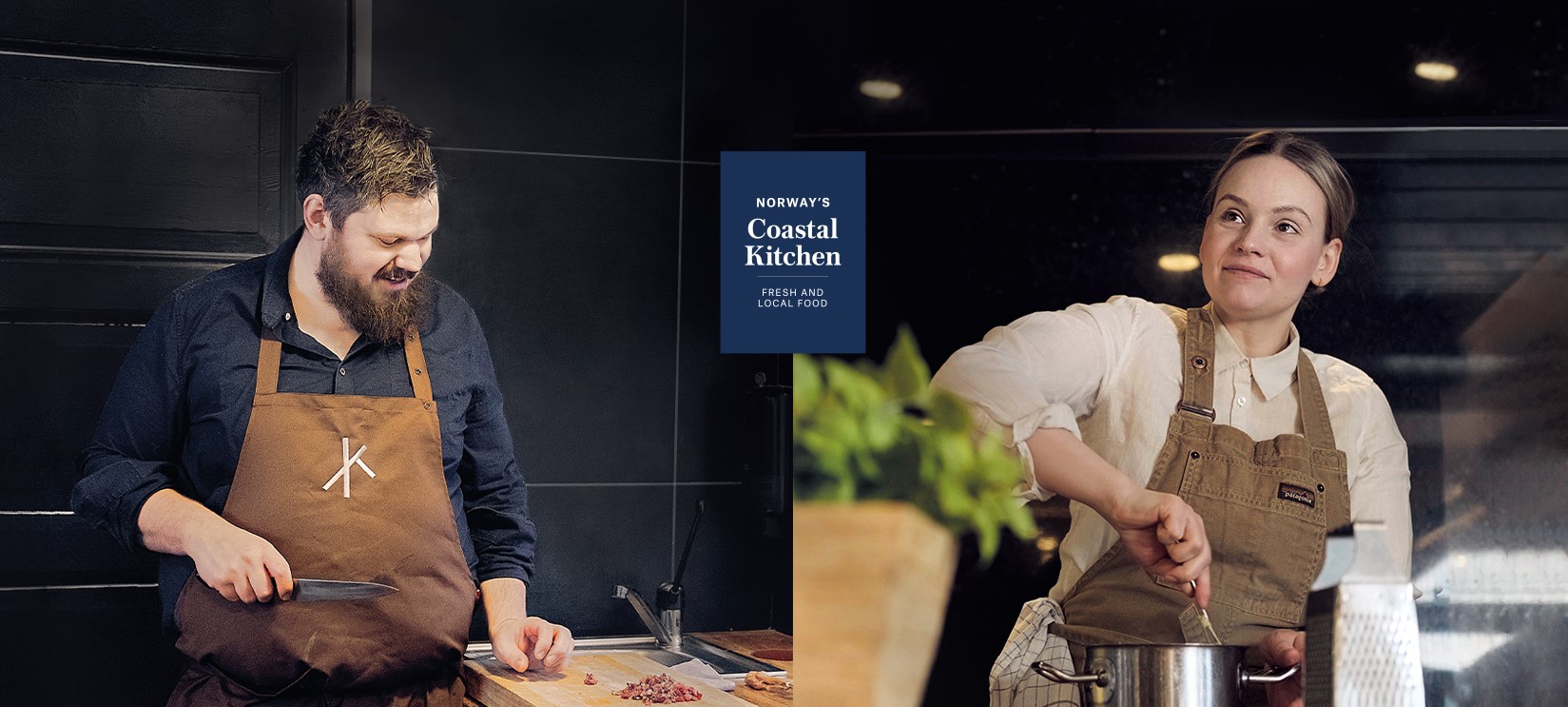 Våre to kulinariske ambassadører Ellingsen og Nässander på kjøkkenet.