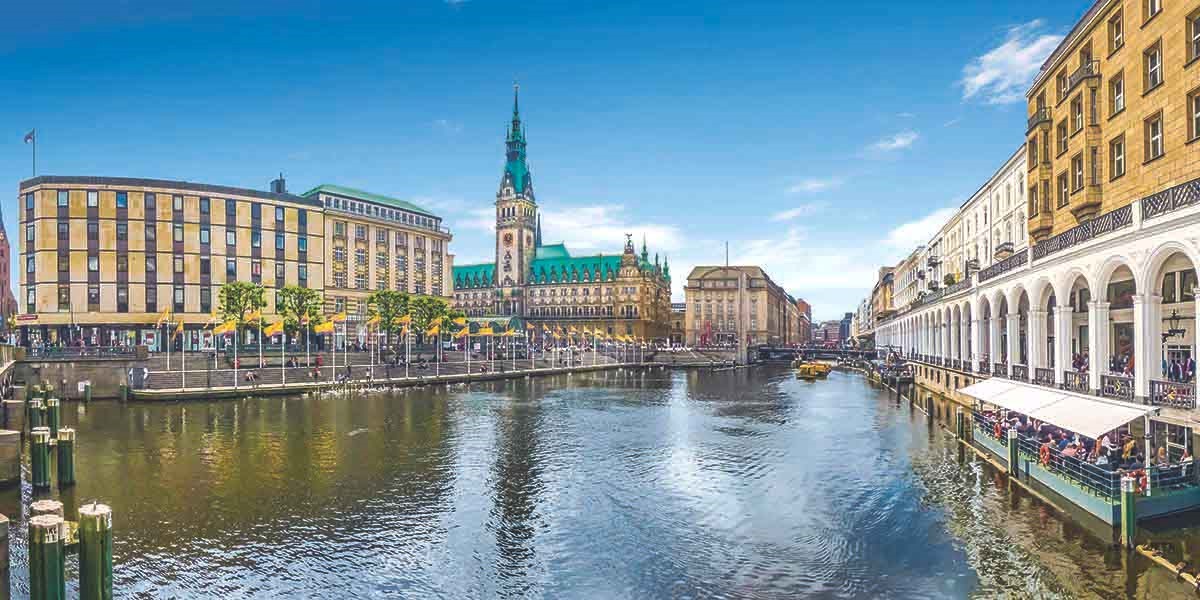 En kanal i Hamburg. 