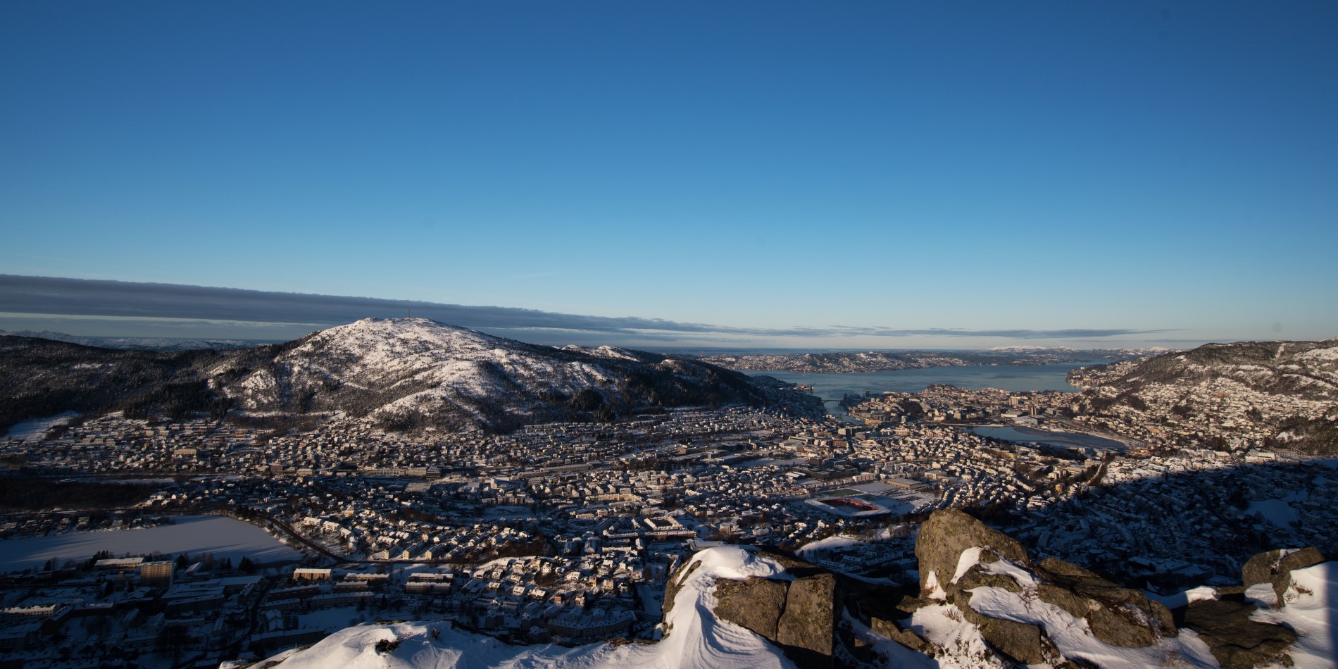 Utsikt fra Ulriken om vinteren