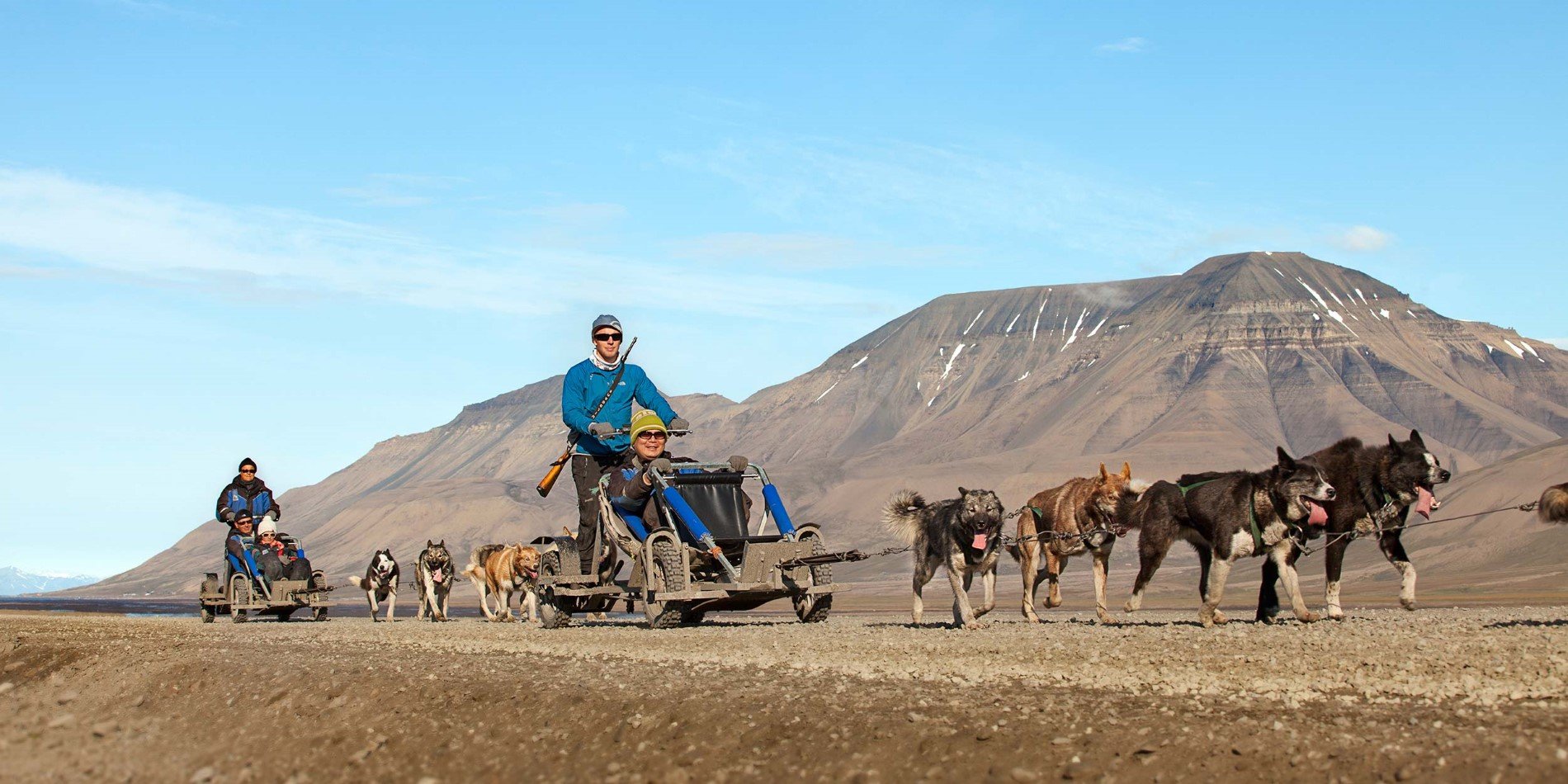 Hundesledetur på hjul som sommeren/våren, Spitsbergen/svalbard