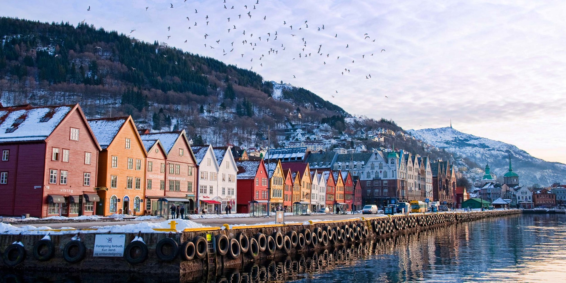 Bryggen i Bergen om vinteren.